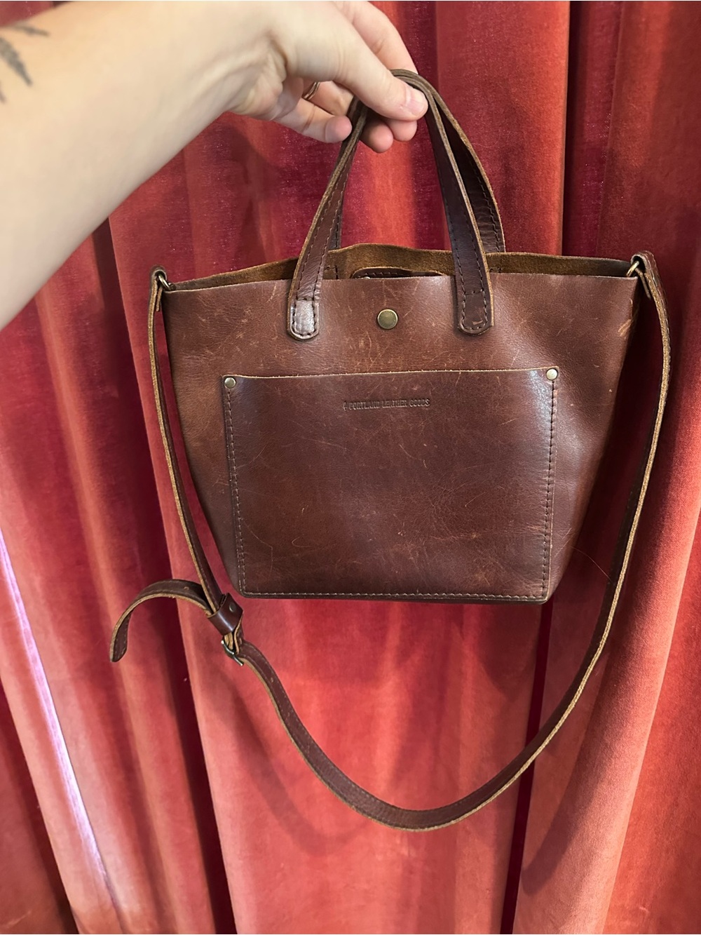 Portland Leather Mini Snap Crossbody Tote Bag